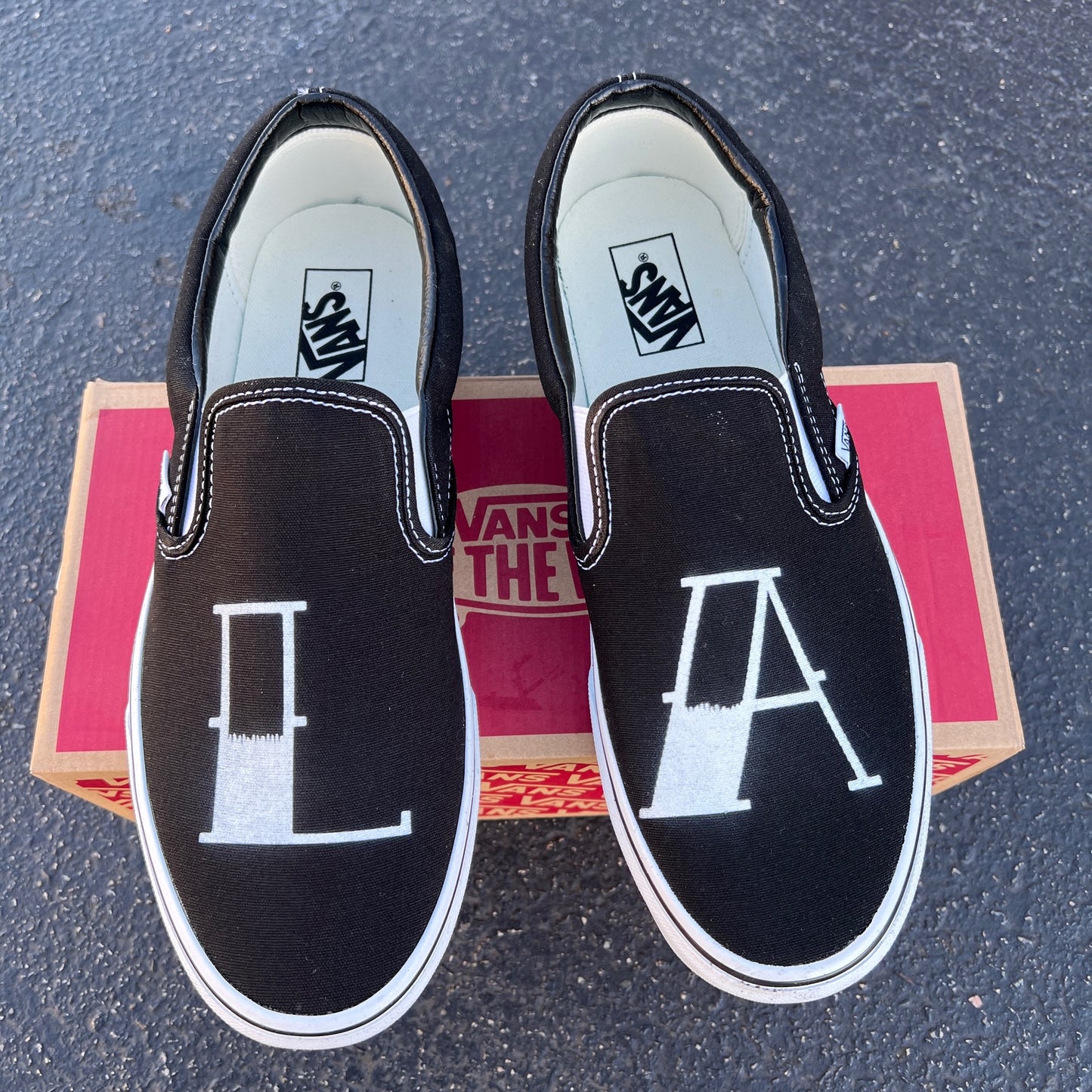 LA Custom Black Slip On Vans