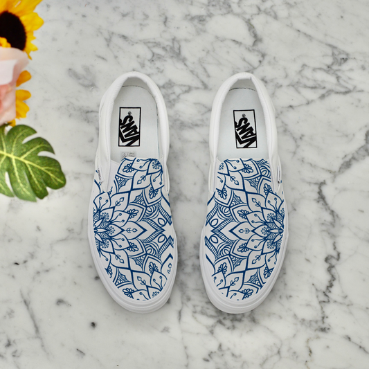 Custom Vans Shoes - Custom White Slip On Shoes for Custom Wedding