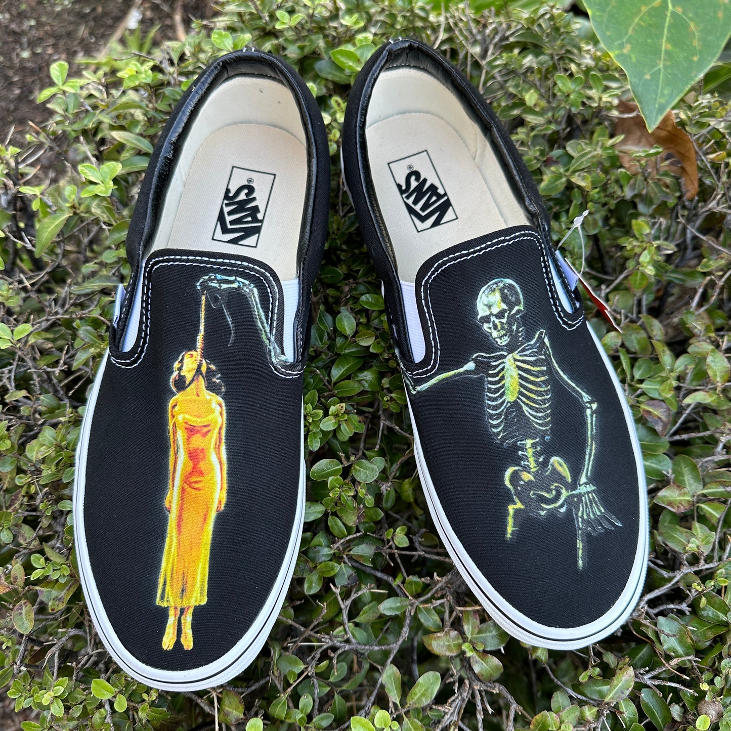 Custom Halloween Skeleton Skull Hang Horror - Custom Vans Shoes