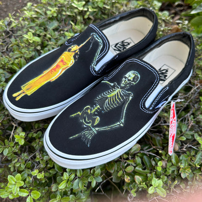 Custom Halloween Skeleton Skull Hang Horror - Custom Vans Shoes