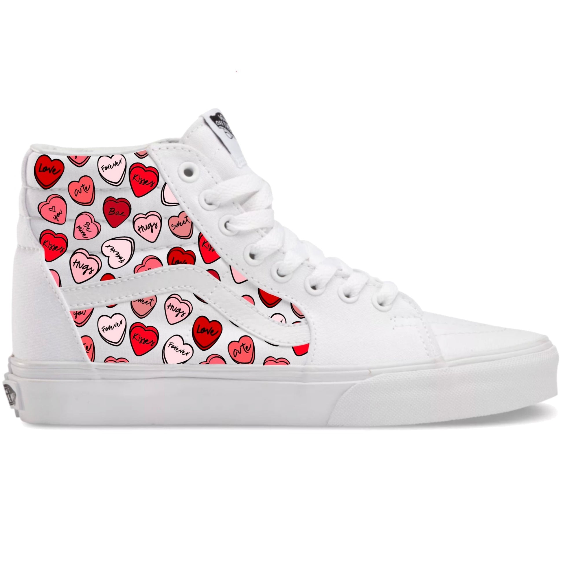 Candy Hearts - Valentine's Day Custom Sk8 Hi Vans - Custom Vans Shoes