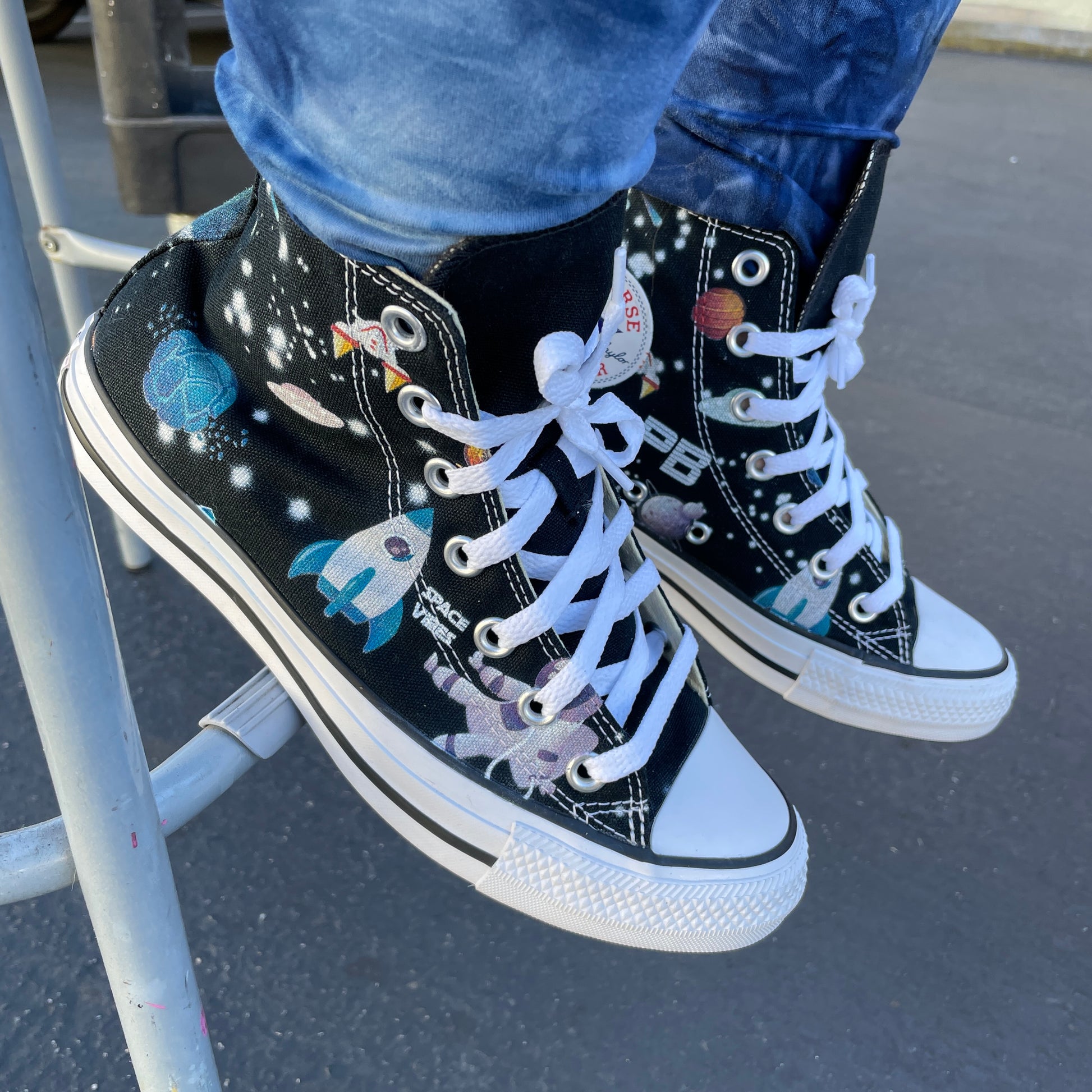 NASA Chucks Custom Black High Top Converse