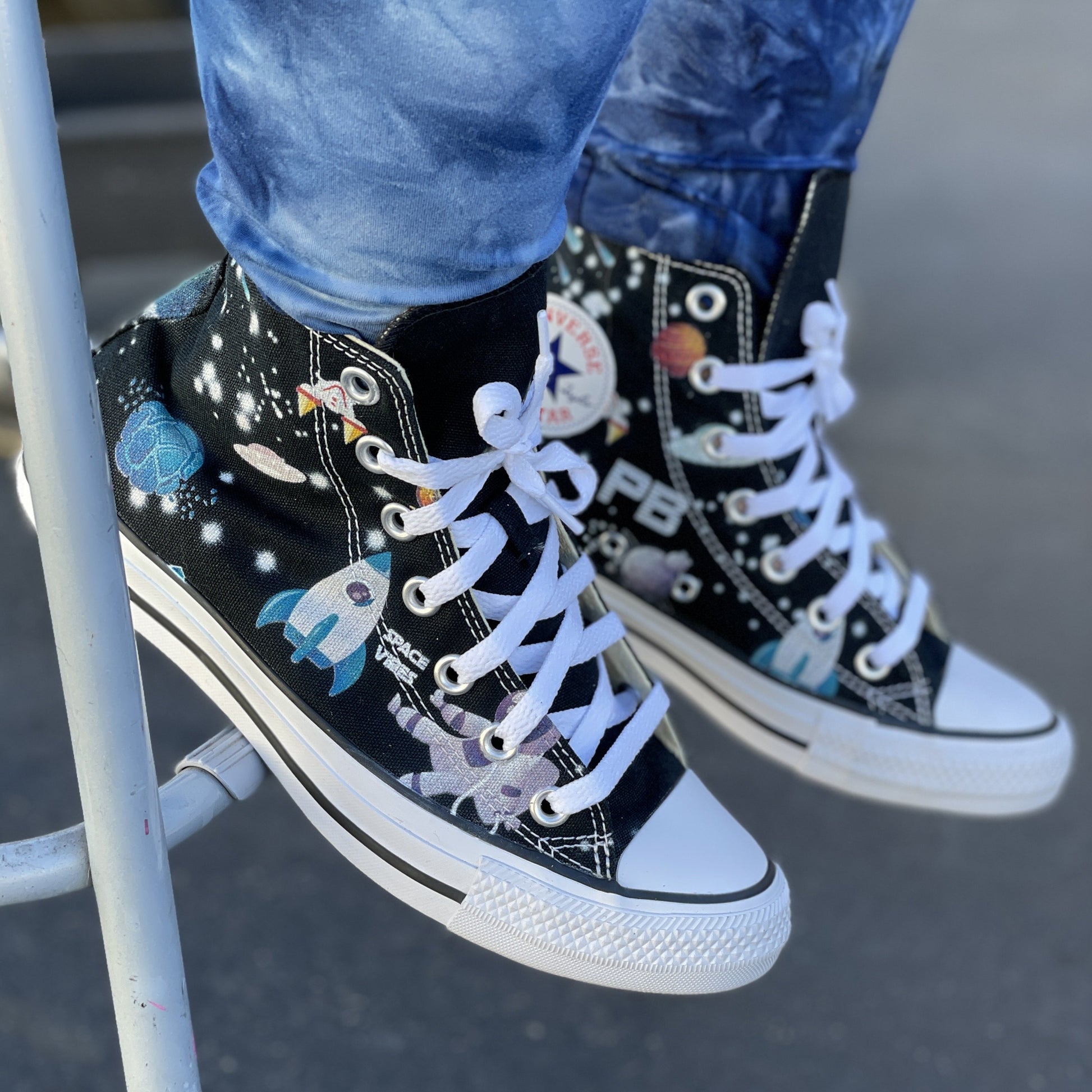 NASA Chucks Custom Black High Top Converse