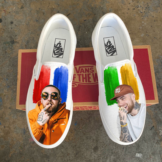 Mac Miller K.I.D.S. Custom Sneakers - White Slip Ons Wish