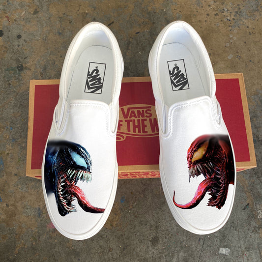 Venom VS Carnage White Slip Ons Wish