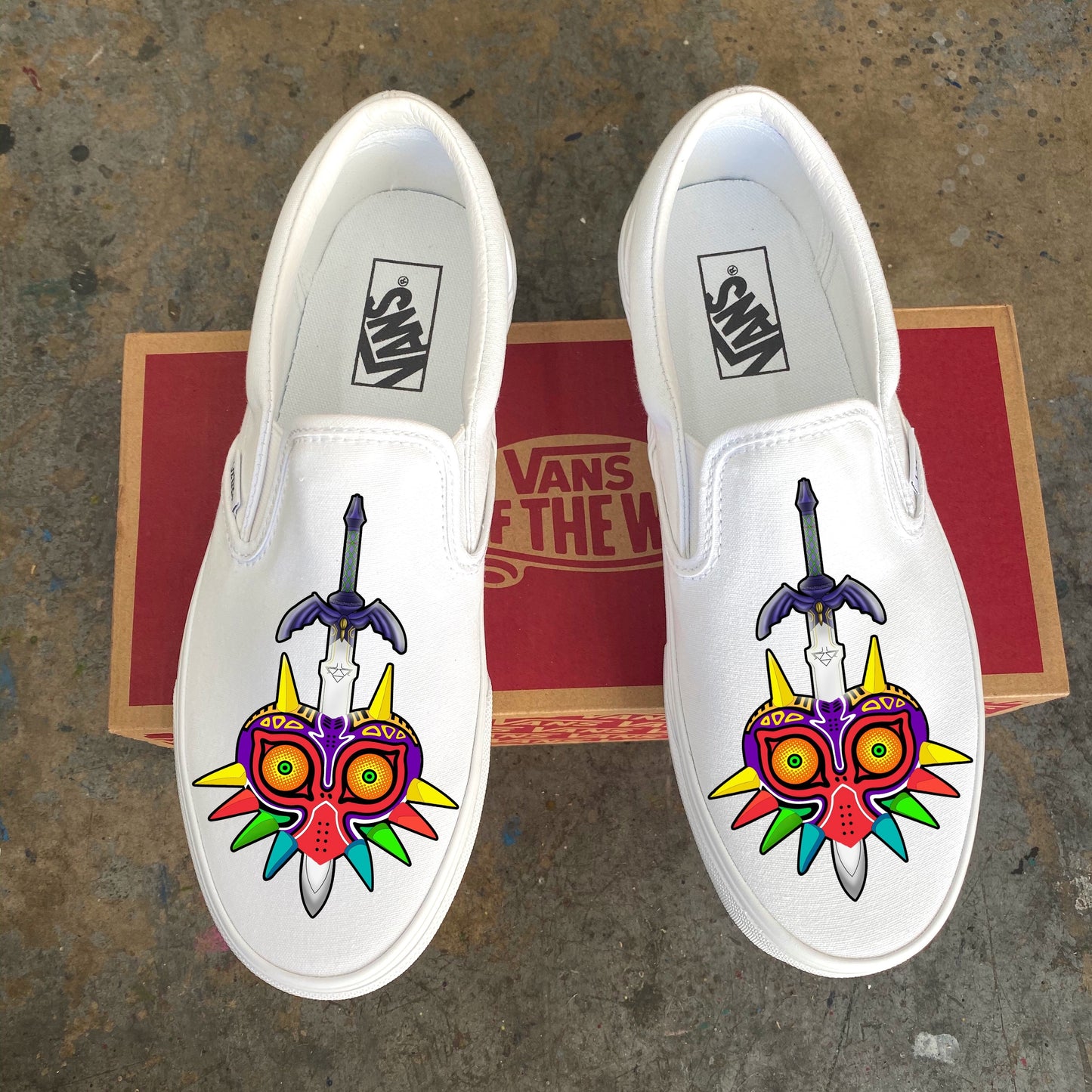 The Legend of Zelda Majora's Mask and Master Sword - Custom Slip Ons Wish