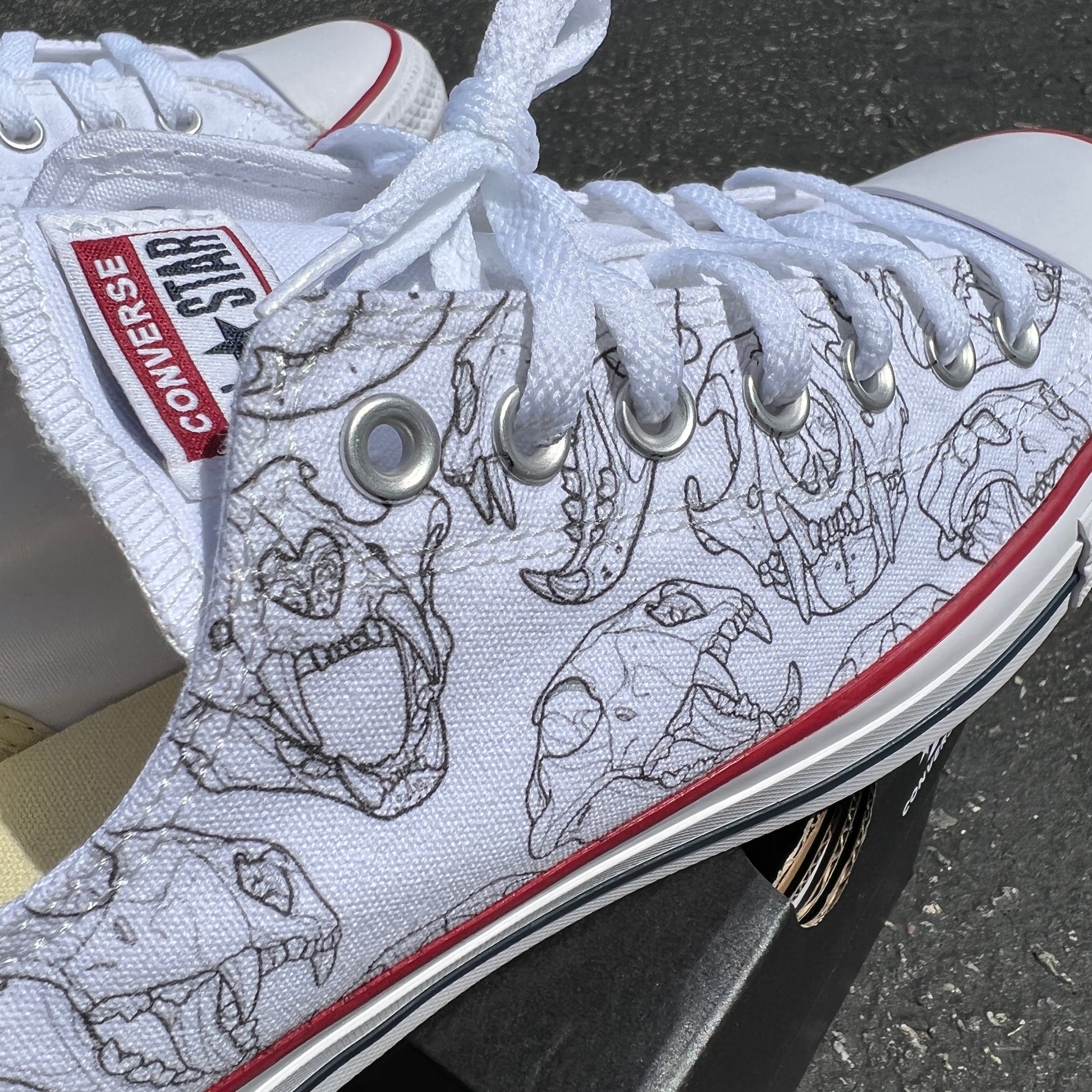 Animal Skull White Low Top Converse - Custom Converse Shoes
