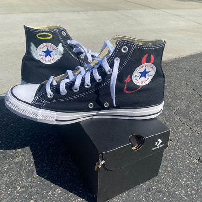 Consequential Clothing x Butterfly Effect Skull Chalk Angel Devil - Black High Tops