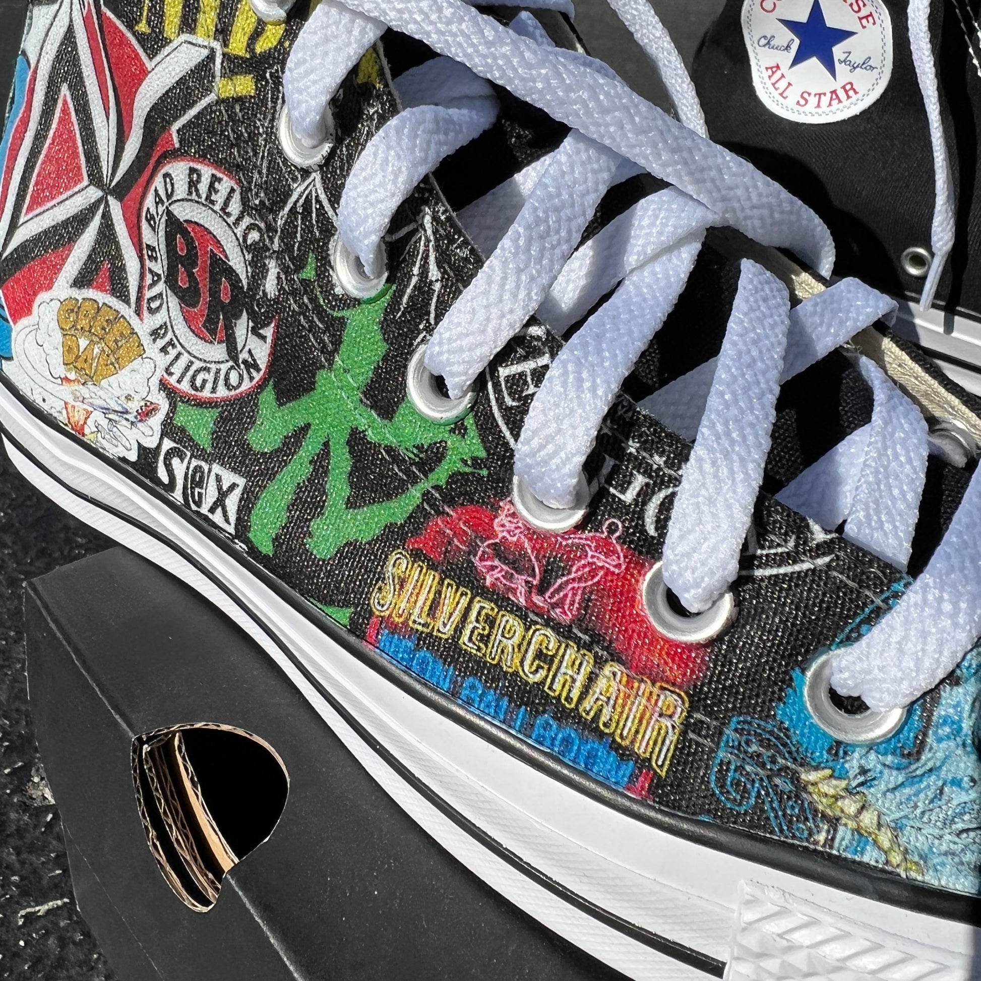 Punk Rock & Roll Alternative Metalhead Band Stickers Custom Converse High Top  Sneakers - Yahoo Shopping