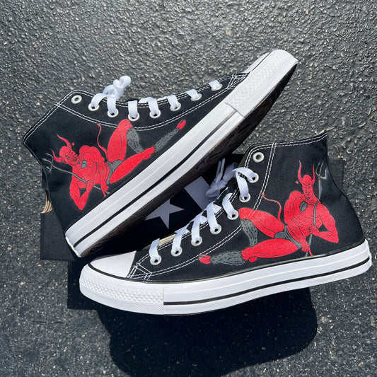 Sexy Devil High Top Black Converse Shoes