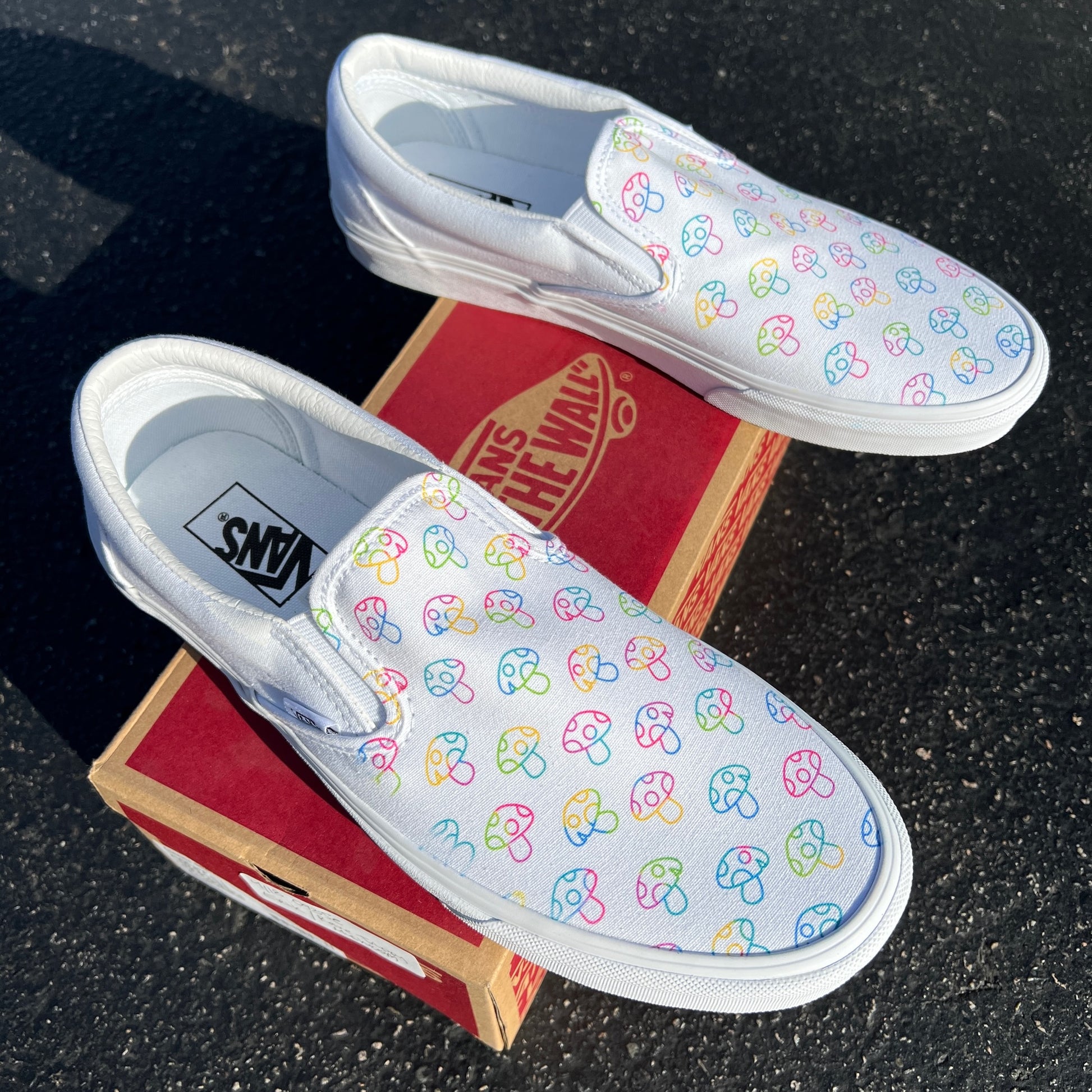 Mushroom themed custom Vans Slip On Sneakers – RAD Shirts Custom