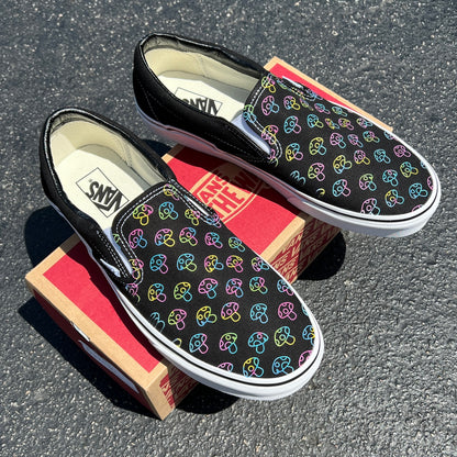 Mushroom themed custom Vans Slip On Sneakers – RAD Shirts Custom