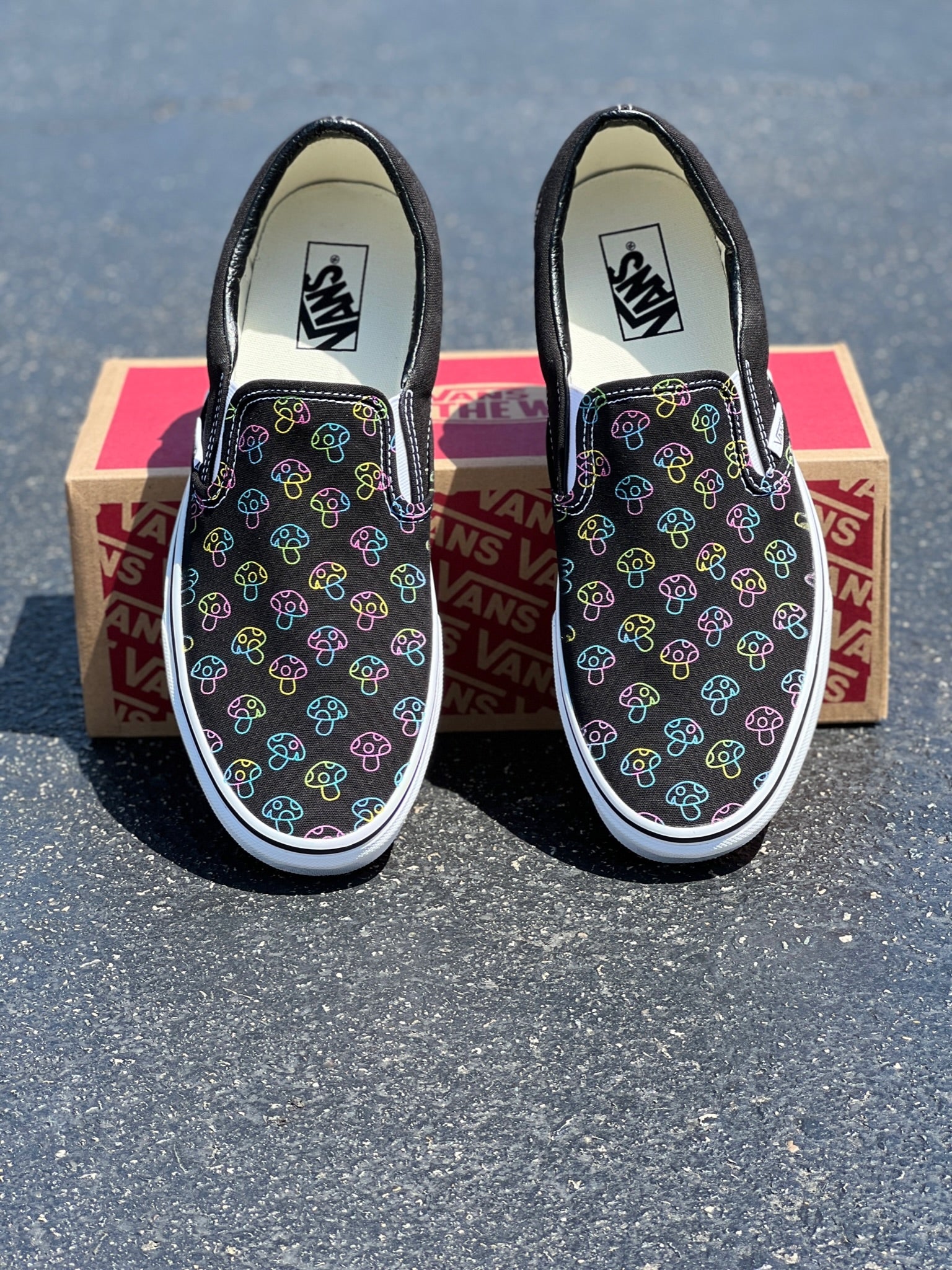 Mushroom themed custom Vans Slip On Sneakers – RAD Shirts Custom