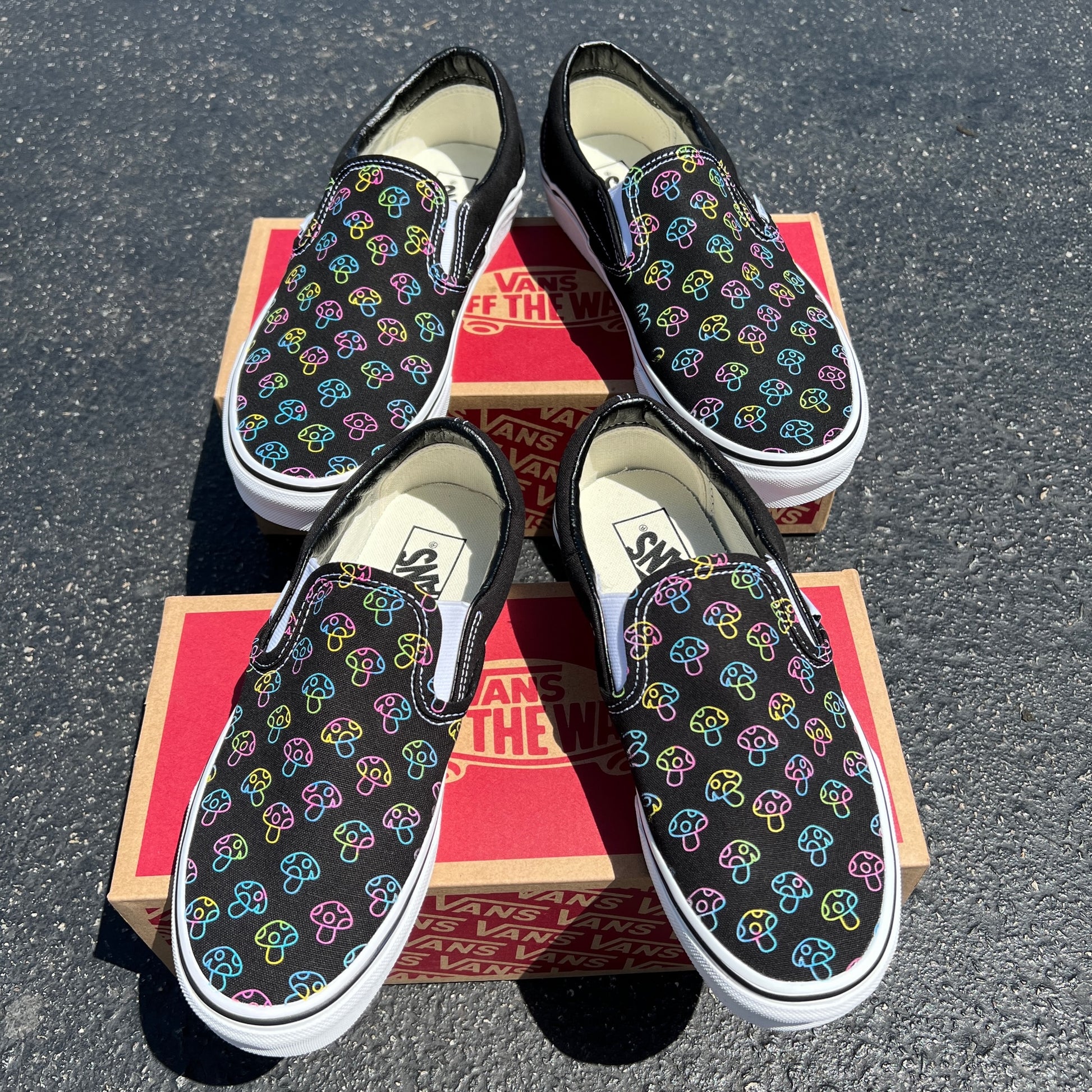 Mushroom themed custom Vans Slip On Sneakers – RAD Shirts Custom Printing