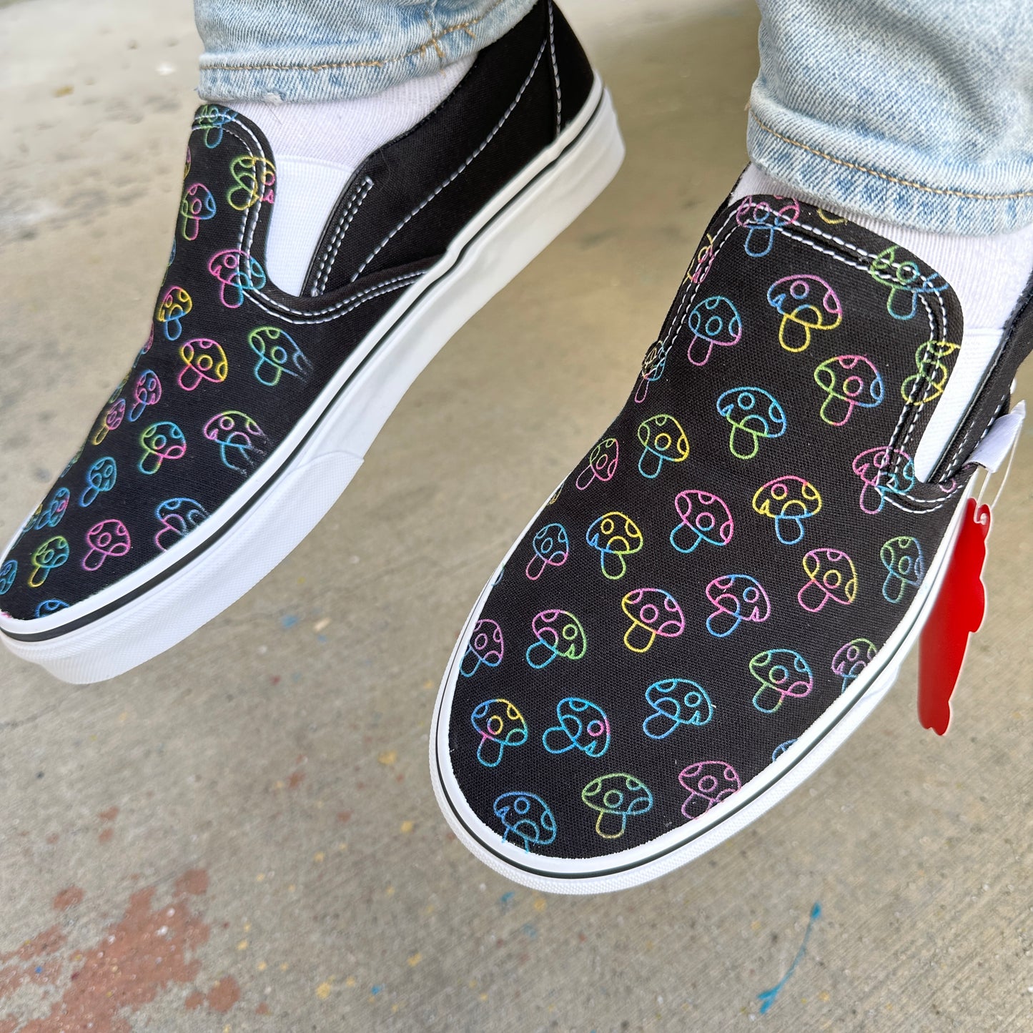 Mushroom themed custom Vans Slip On Sneakers – RAD Shirts Custom Printing