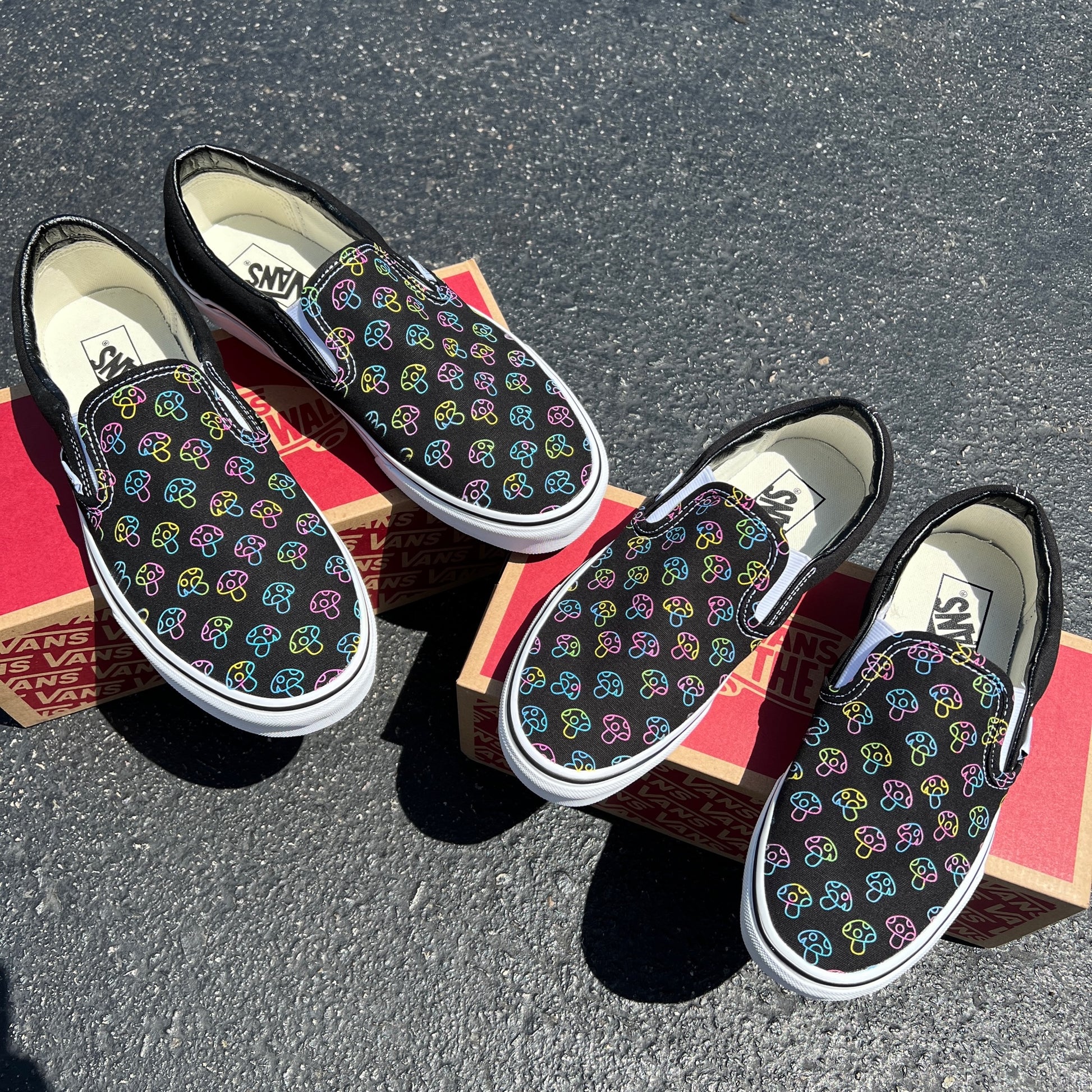 Mushroom themed custom Vans Slip On Sneakers – RAD Shirts Custom