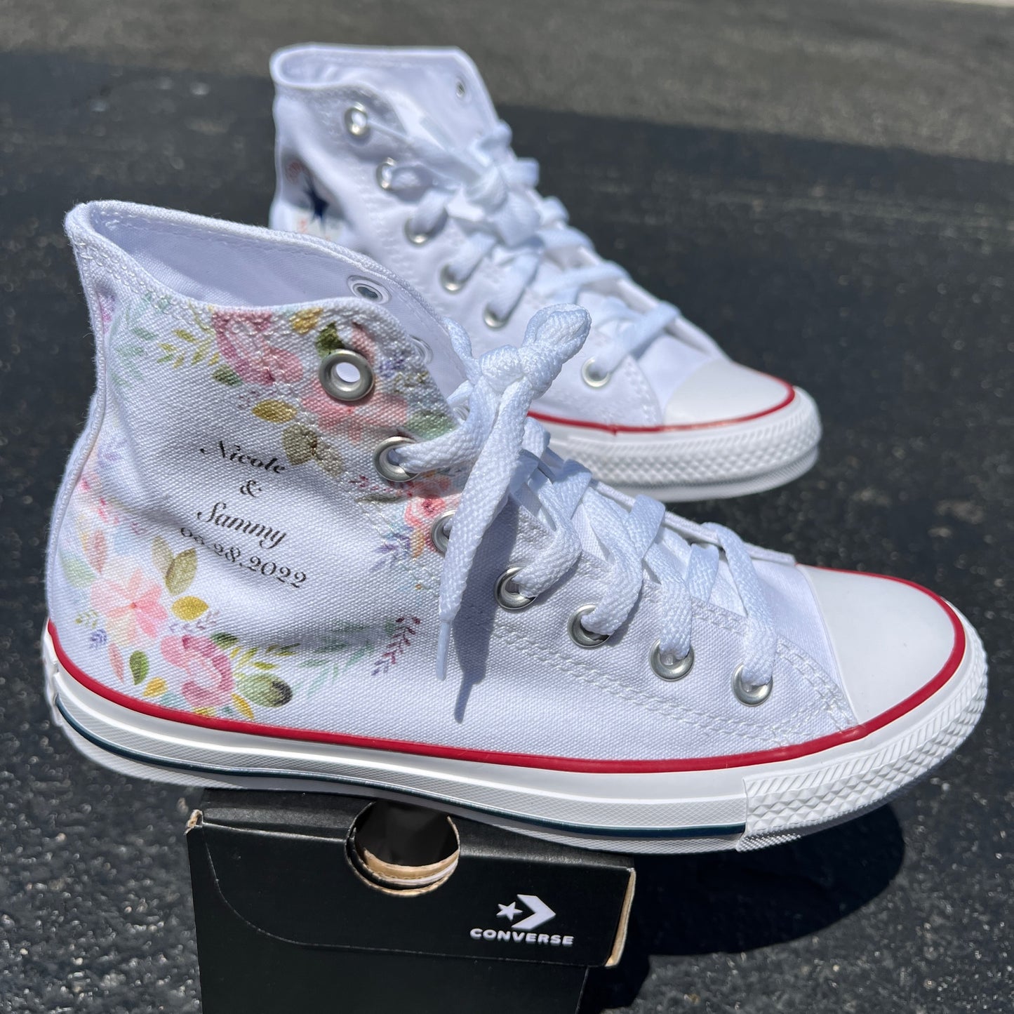 Floral Wedding Pastel Customizable White High Tops - Custom Converse Shoes