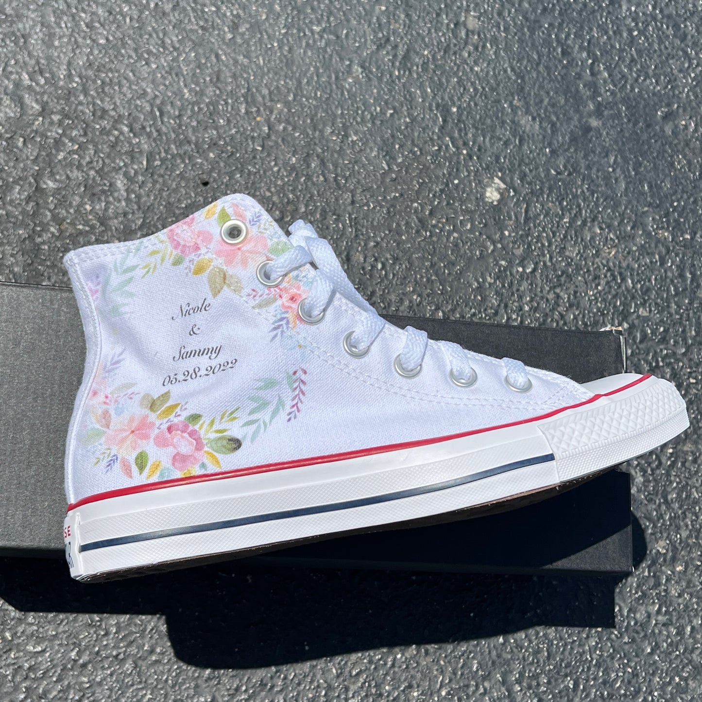 Floral Wedding Pastel Customizable White High Tops - Custom Converse Shoes
