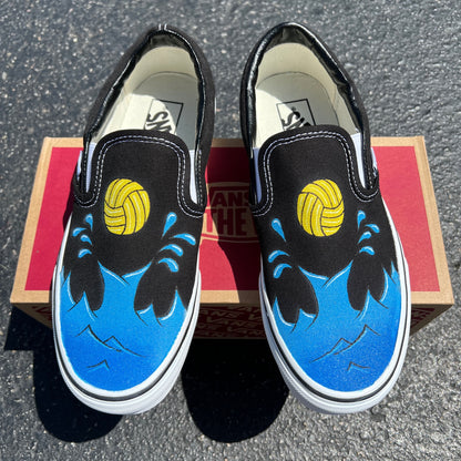 Black Waterpolo Custom Vans - Custom Vans Shoes