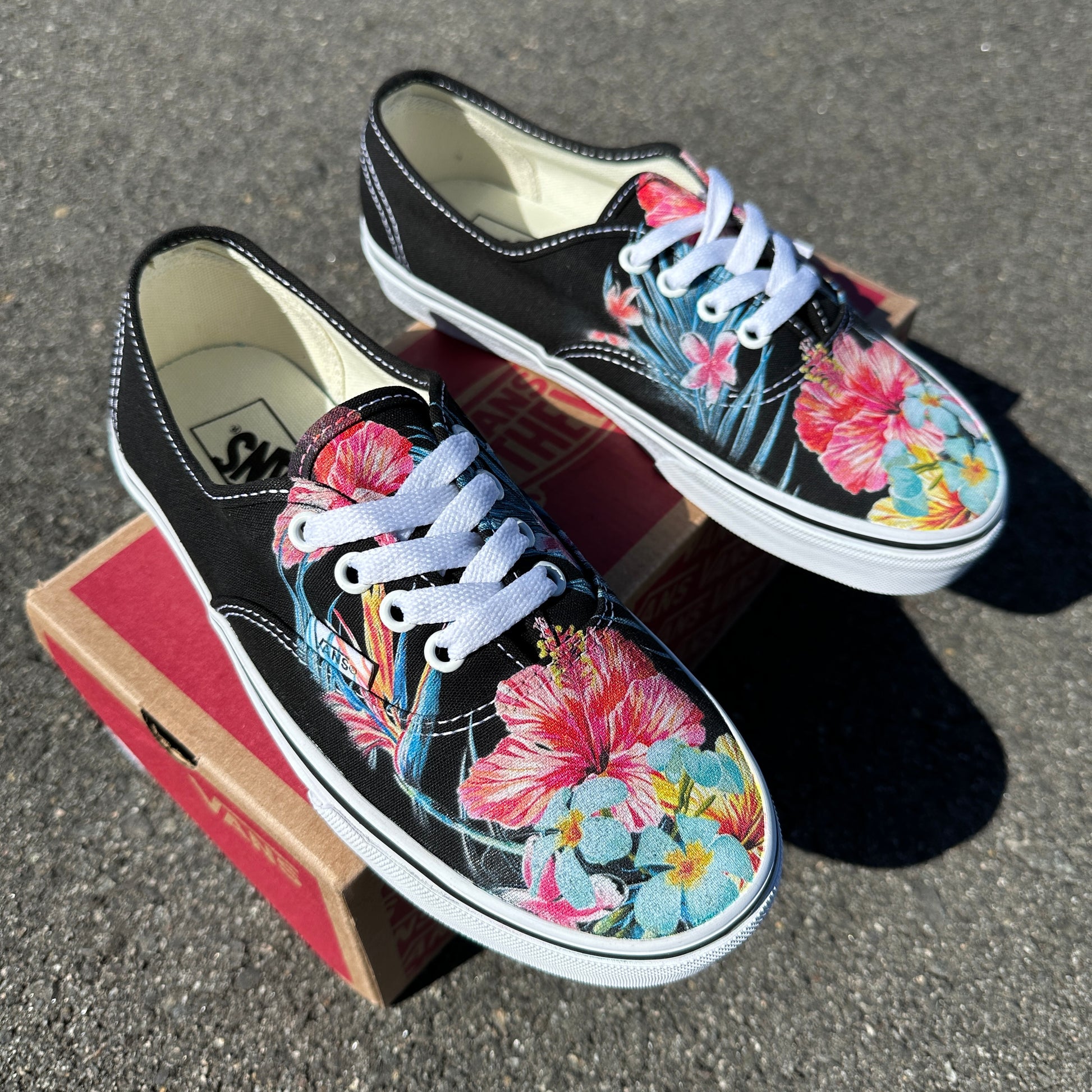 Tropical Hawaiian Flowers - Custom Slip Ons - Custom Vans Shoes