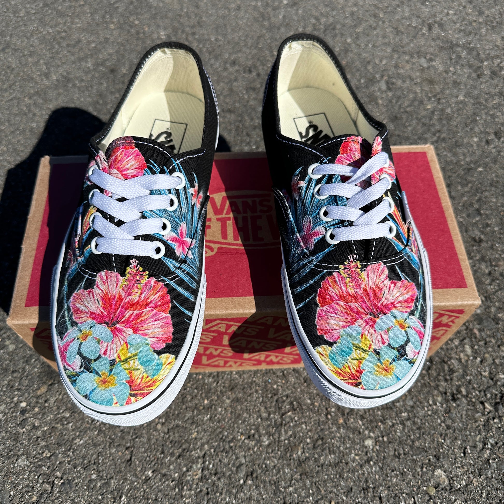 Tropical Hawaiian Flowers - Custom Slip Ons - Custom Vans Shoes