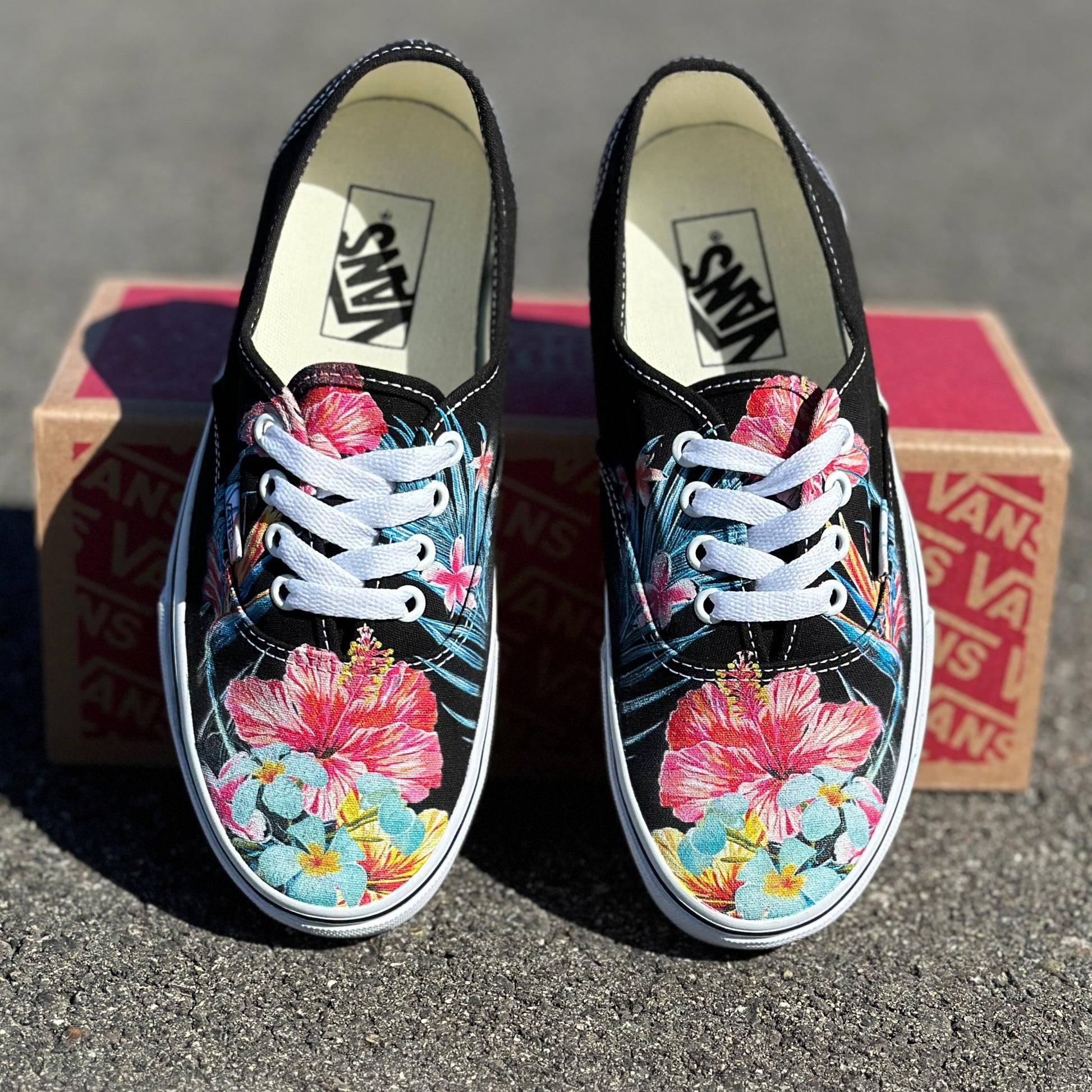 Tropical Hawaiian Flowers - Custom Slip Ons - Custom Vans Shoes