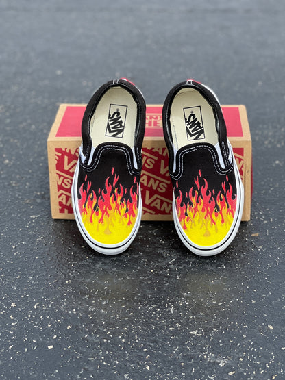 Flame Shoes - Custom Vans Slip On Shoes – BlvdCustom