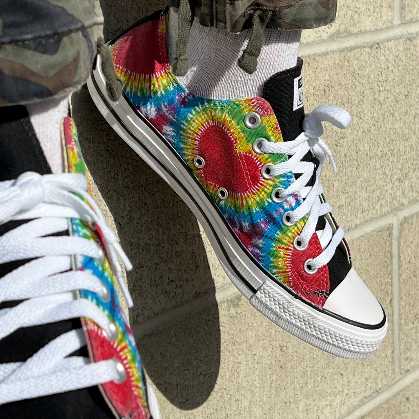 Tie Dye Heart Trippy Rave Good Vibes Only Custom Converse