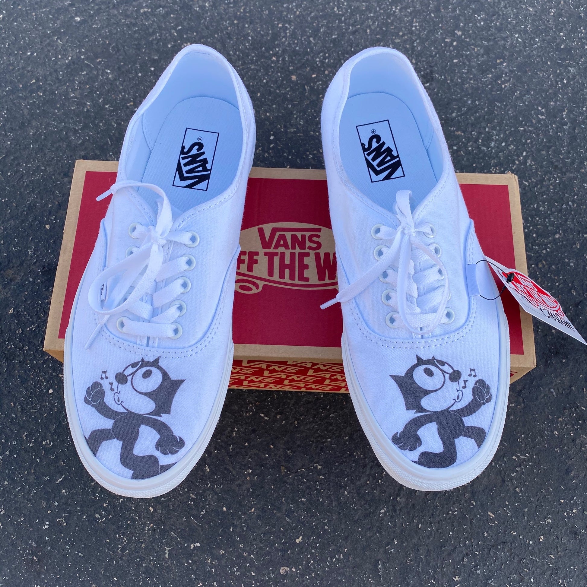 Custom Vans Shoes - Felix The Cat - White Authentic – BlvdCustom