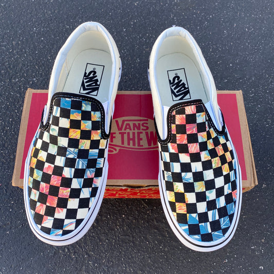 Hawaiian Checkerboard - Custom Slip Ons