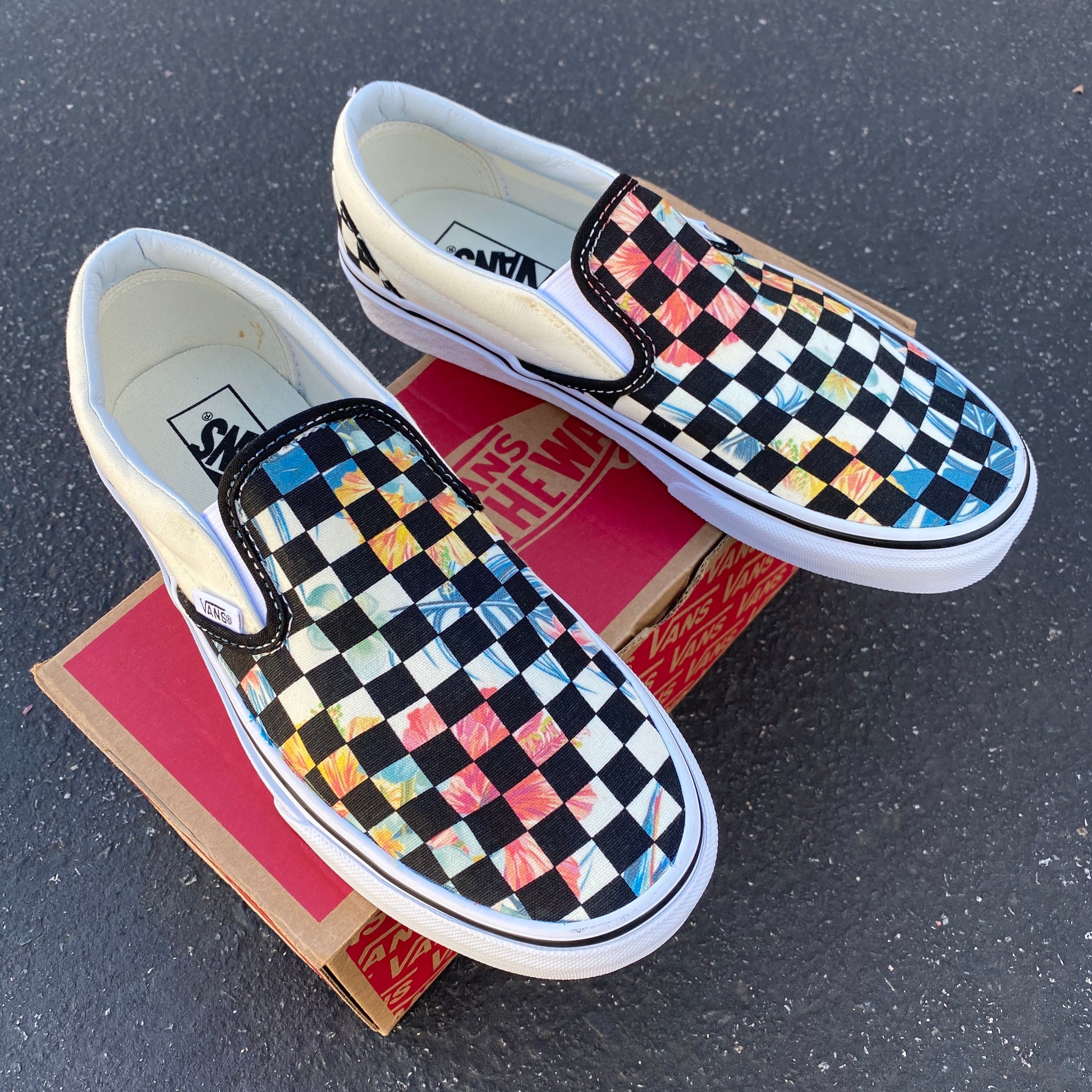 Hawaiian Checkerboard - Custom Slip Ons