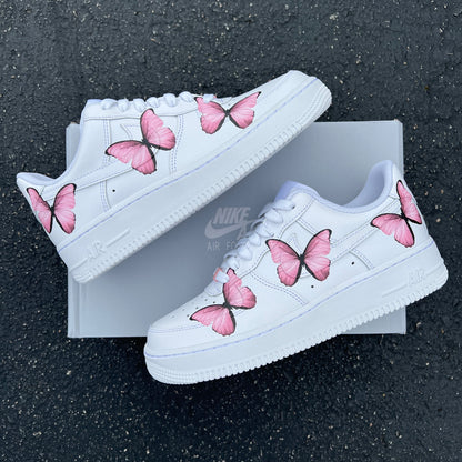 Custom Nike Air Force 1 Pink ButterFLY - Custom Nike Shoes
