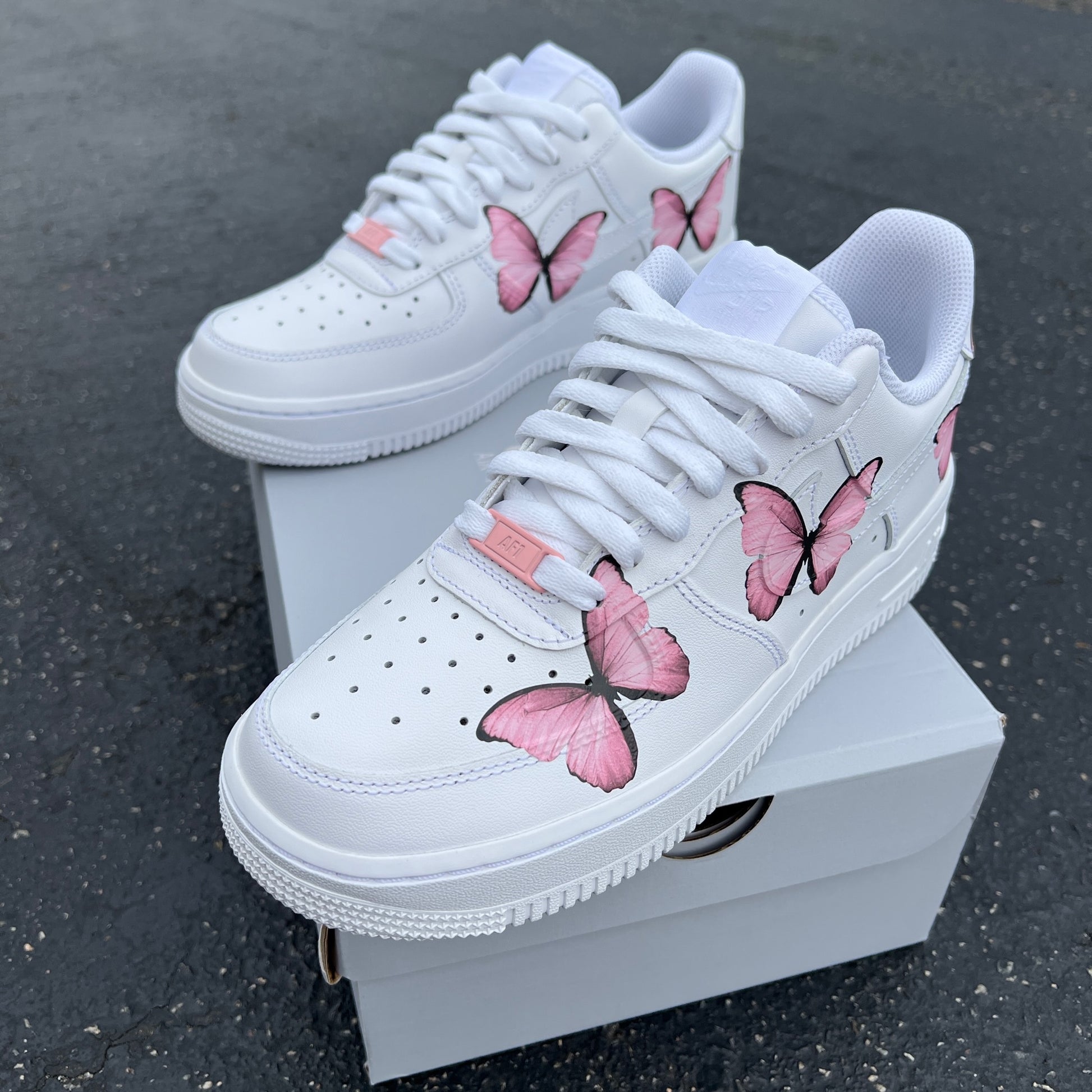 Custom Nike Force 1 Pink ButterFLY - Custom Shoes BlvdCustom
