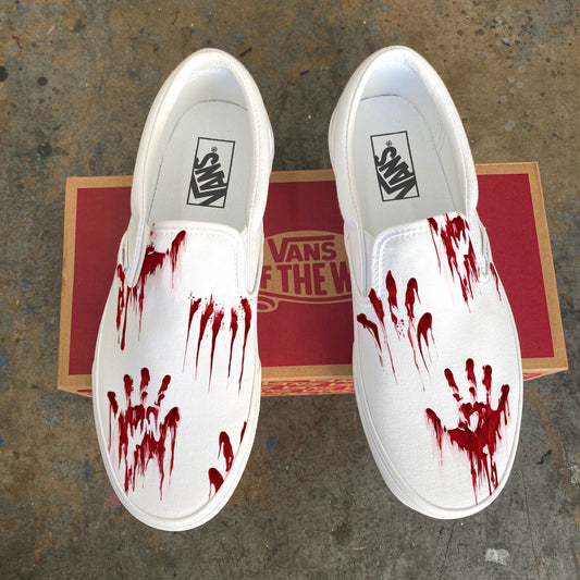 Halloween Bloody Hand Print Costume - Custom Vans Shoes