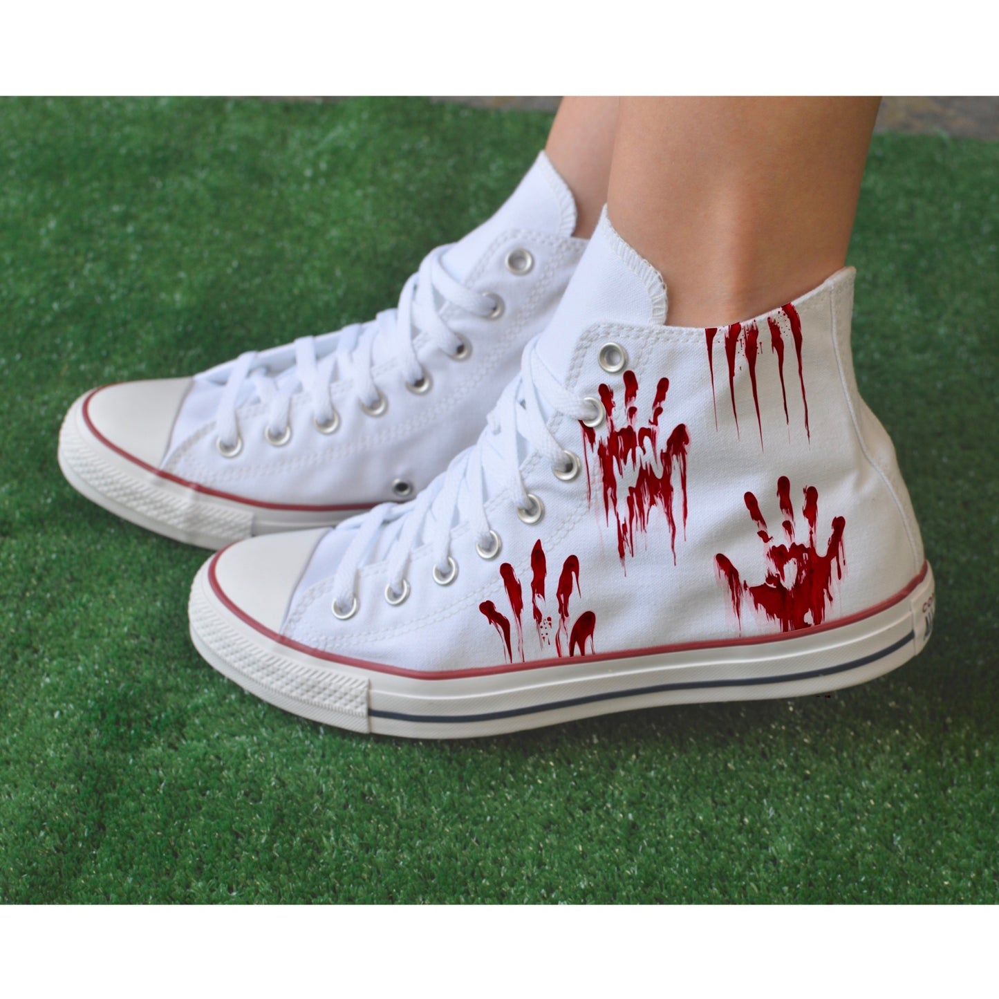 Halloween Bloody Hand Print Costume High Top - Custom Converse Shoes