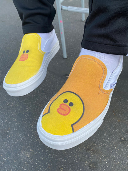 Sally The Duck - Custom Slip On Vans