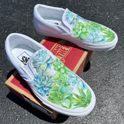 Cactus Succulent Pant Mom Gift Custom Sneakers Slip On Vans Shoes