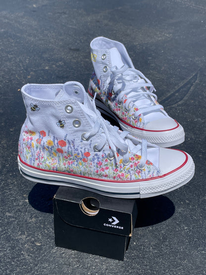 Flower Field Bee - Custom High Top Converse