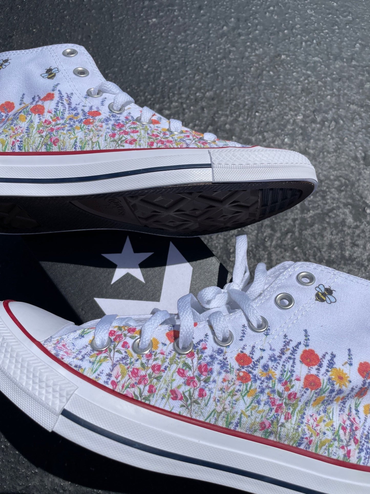 Flower Field Bee - Custom High Top Converse