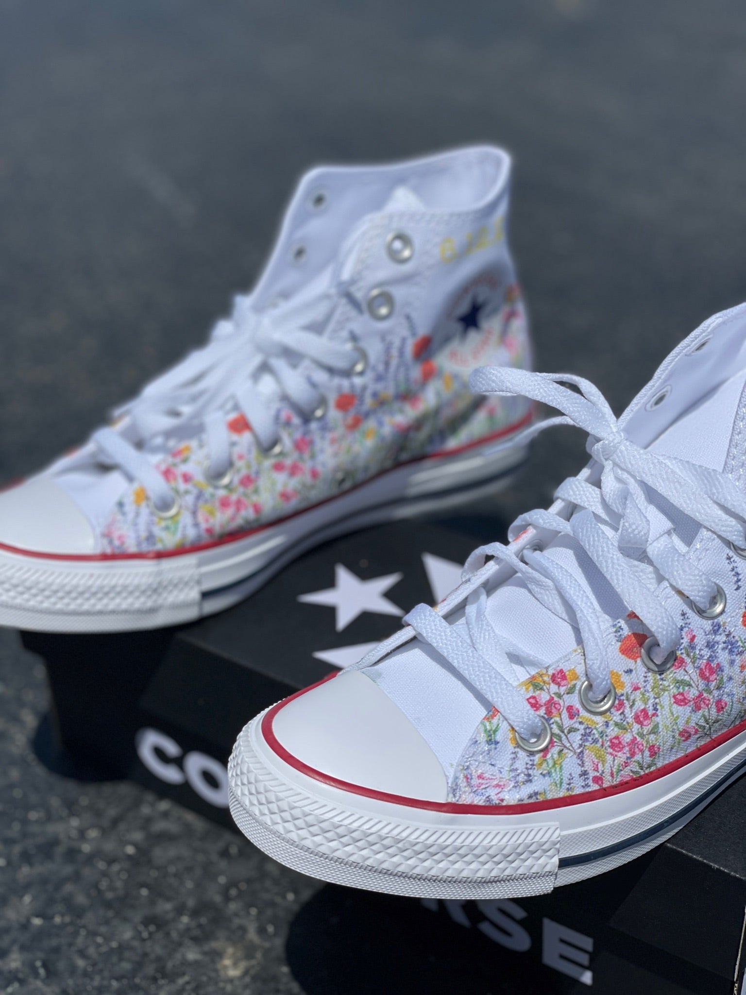 Flower Field Bee - Custom High Top Converse