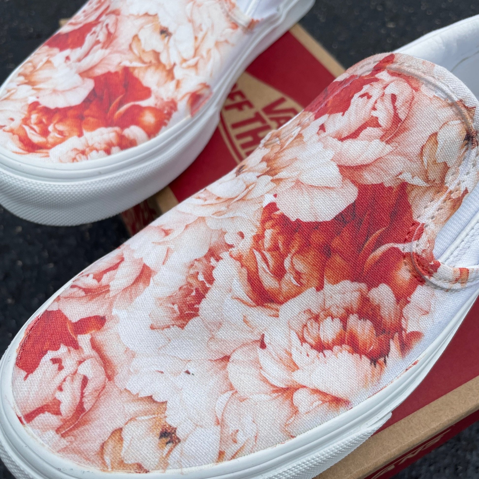 Warm Lush Peony - Custom Slip On Vans