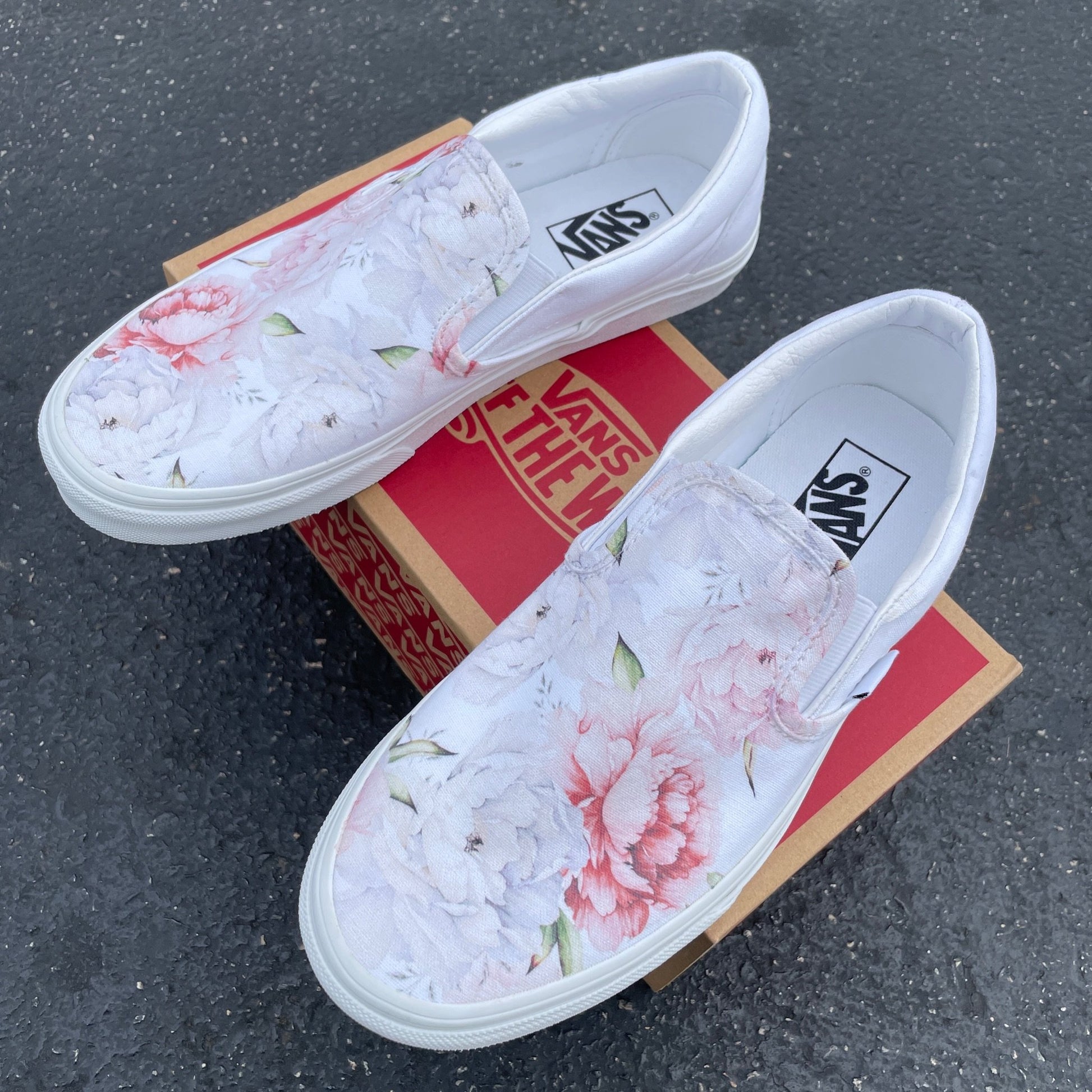 Light Spring Peony - Custom Slip On Vans