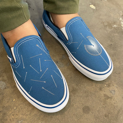 Kids Shoes - Navy Dandelion Custom Slip Ons