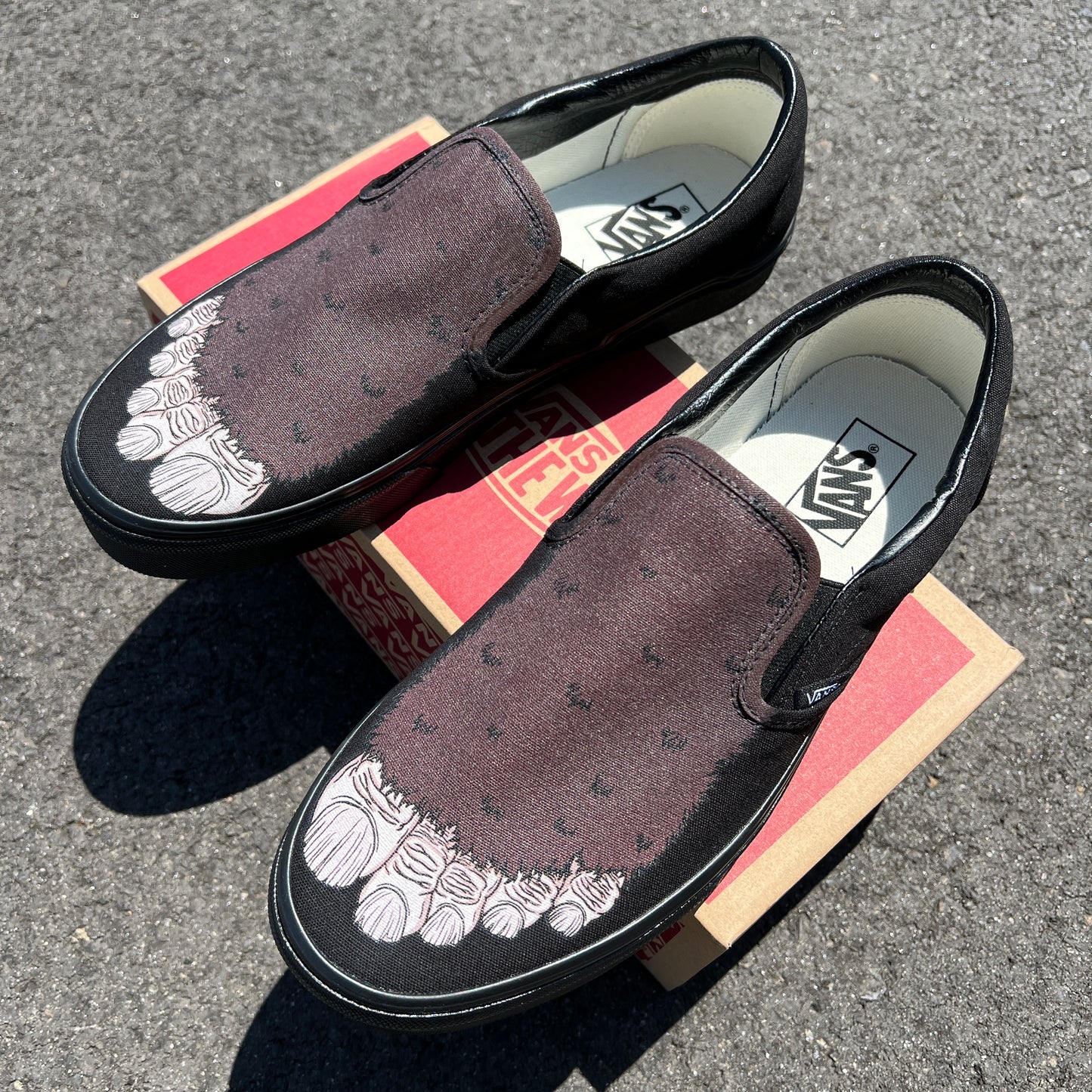 Halloween Bigfoot Sasquatch Feet Scary Monster Movie Slip Ons - Custom Vans Shoes