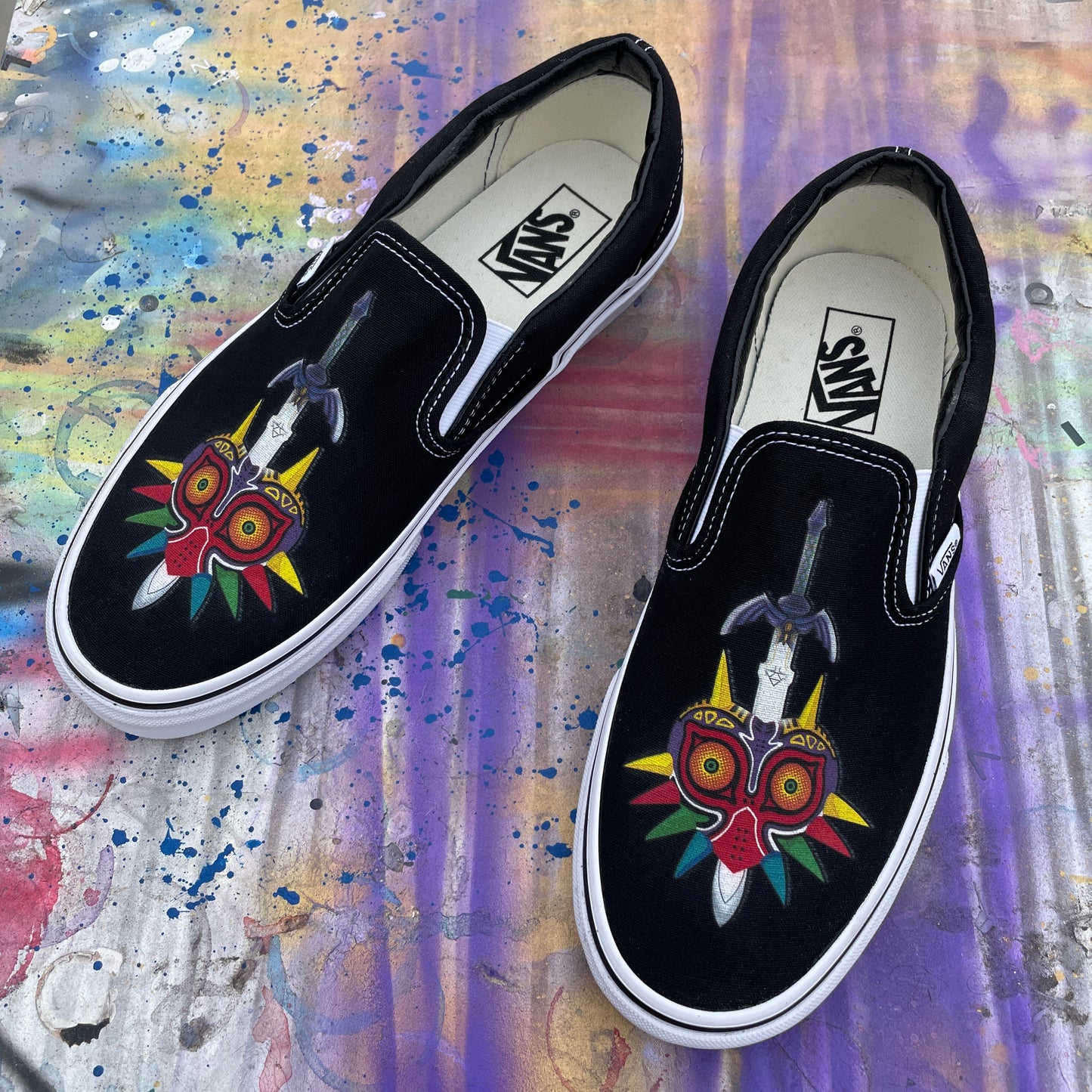 The Legend of Zelda Majora's Mask and Master Sword - Custom Slip On Vans
