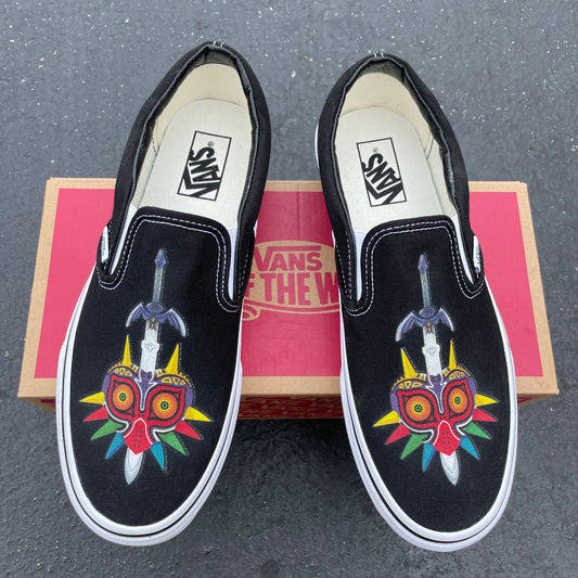 The Legend of Zelda Majora's Mask and Master Sword - Custom Slip On Vans