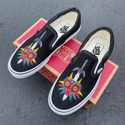 The Legend of Zelda Majora's Mask and Master Sword - Custom Slip On Vans