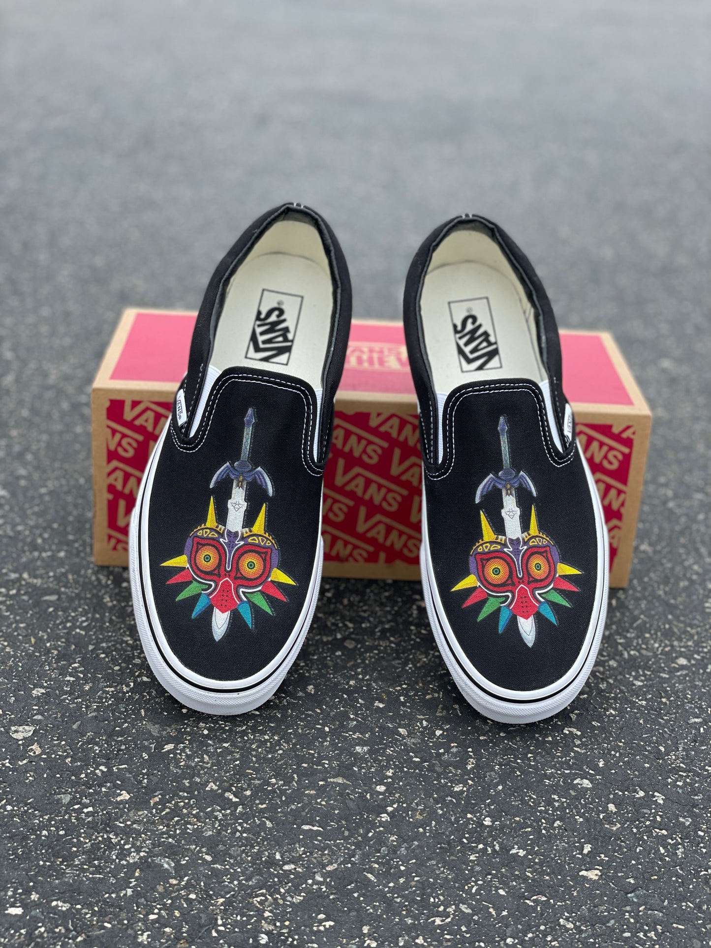 The Legend of Zelda Majora's Mask and Master Sword - Custom Slip On Vans
