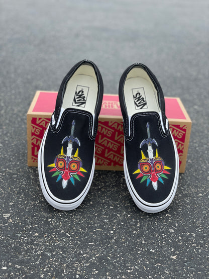 The Legend of Zelda Majora's Mask and Master Sword - Custom Slip On Vans