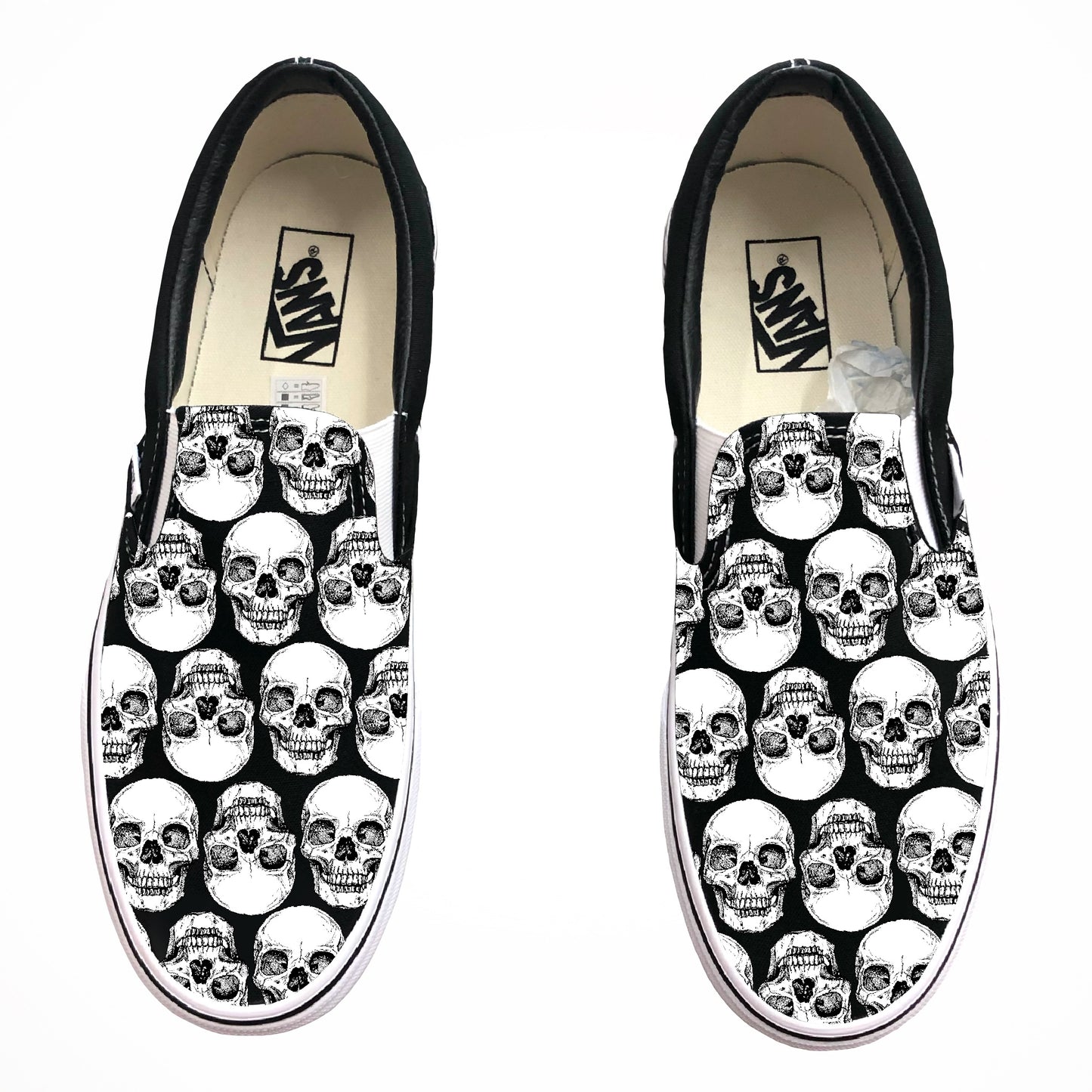 Skull Pattern Black Slip On Vans